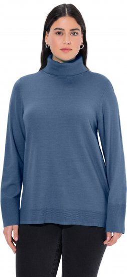 Ulla Popken Turtleneck Ribbed Trim Long Sleeve Sweater Atlantic Blue - Суичъри & cуичъри с качулка - 