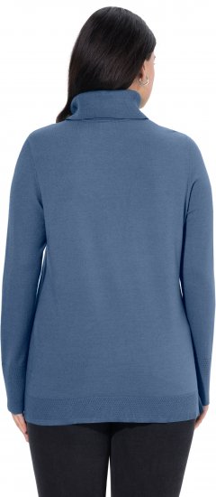 Ulla Popken Turtleneck Ribbed Trim Long Sleeve Sweater Atlantic Blue - Суичъри & cуичъри с качулка - 