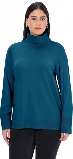 Ulla Popken Turtleneck Ribbed Trim Long Sleeve Sweater Cerulean - Суичъри & cуичъри с качулка - 