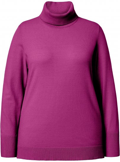 Ulla Popken Turtleneck Ribbed Trim Long Sleeve Sweater Berry - Суичъри & cуичъри с качулка - 
