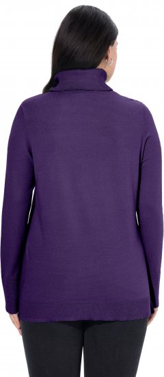 Ulla Popken Turtleneck Ribbed Trim Long Sleeve Sweater Deep Violet - Суичъри & cуичъри с качулка - 