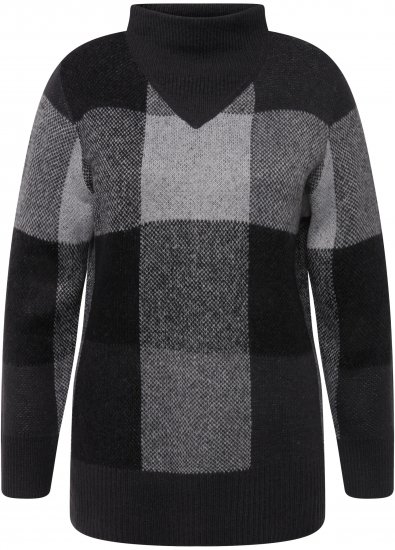 Ulla Popken Grand Check Long Sleeve Sweater Charcoal Grey Melange - Суичъри & cуичъри с качулка - 