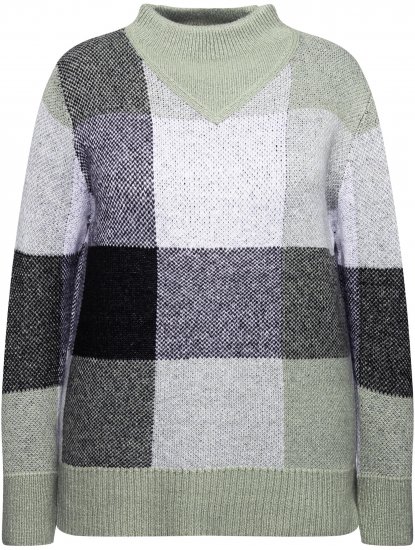 Ulla Popken Grand Check Long Sleeve Sweater Sage Green - Суичъри & cуичъри с качулка - 