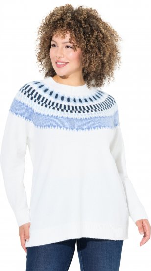 Ulla Popken Norwegian-Inspired Long Sleeve Knit Sweater Snow White - Суичъри & cуичъри с качулка - 