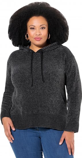 Ulla Popken Chenille Knit Hoodie Graphite Grey - Суичъри & cуичъри с качулка - 