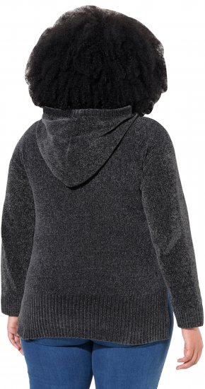 Ulla Popken Chenille Knit Hoodie Graphite Grey - Суичъри & cуичъри с качулка - 