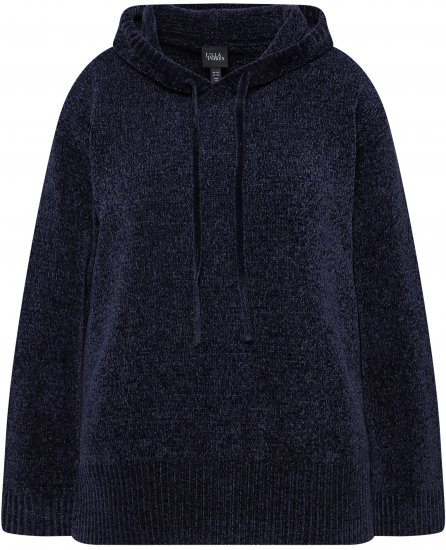 Ulla Popken Chenille Knit Hoodie Navy - Суичъри & cуичъри с качулка - 