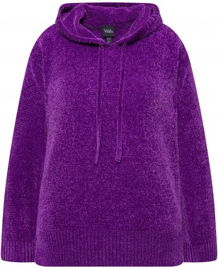 Ulla Popken Chenille Knit Hoodie Dark Purple - Суичъри & cуичъри с качулка - 