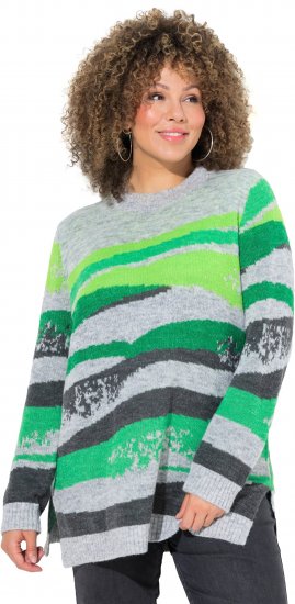 Ulla Popken Landscape Stripe Sweater Moss Green - Суичъри & cуичъри с качулка - 