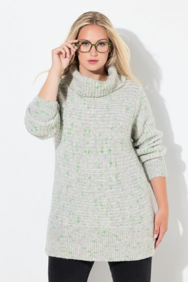 Ulla Popken Space Yarn Oversized Turtleneck Sweater Light Grey Melange - Суичъри & cуичъри с качулка - Уютни суитшърти, суичъри и плетива