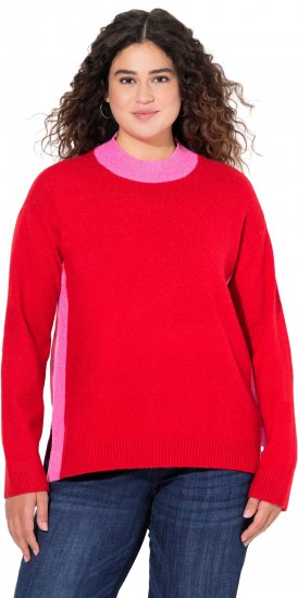 Ulla Popken Color Block Long Sleeve Sweater Lychee - Суичъри & cуичъри с качулка - 