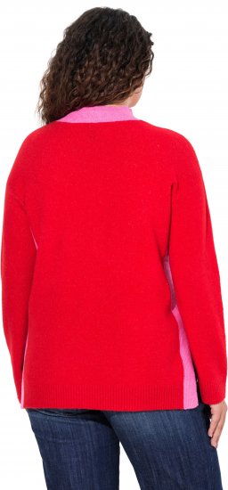Ulla Popken Color Block Long Sleeve Sweater Lychee - Суичъри & cуичъри с качулка - 