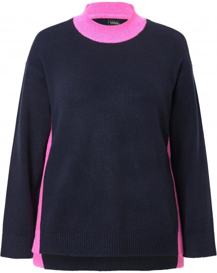 Ulla Popken Color Block Long Sleeve Sweater Ink Blue - Суичъри & cуичъри с качулка - 