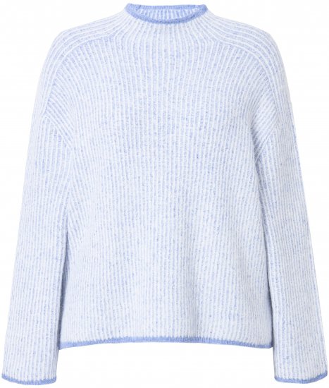 Ulla Popken Striped Wool Blend Turtleneck Sweater Sky Blue - Суичъри & cуичъри с качулка - 