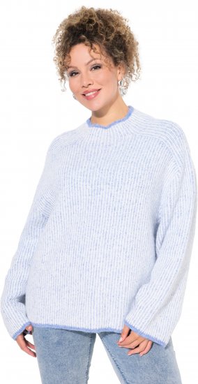Ulla Popken Striped Wool Blend Turtleneck Sweater Sky Blue - Суичъри & cуичъри с качулка - 