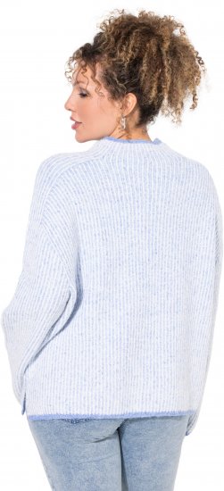 Ulla Popken Striped Wool Blend Turtleneck Sweater Sky Blue - Суичъри & cуичъри с качулка - 