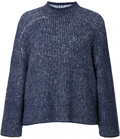 Ulla Popken Striped Wool Blend Turtleneck Sweater Ink Blue - Суичъри & cуичъри с качулка - 