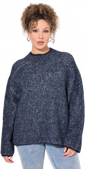 Ulla Popken Striped Wool Blend Turtleneck Sweater Ink Blue - Суичъри & cуичъри с качулка - 