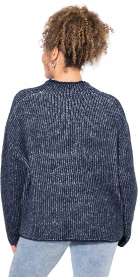 Ulla Popken Striped Wool Blend Turtleneck Sweater Ink Blue - Суичъри & cуичъри с качулка - 
