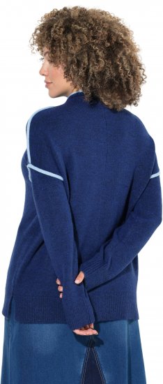 Ulla Popken Contrast Trim Long Sleeve Sweater Dark Blue - Суичъри & cуичъри с качулка - 