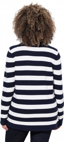 Ulla Popken Striped Polo Collar Long Sleeve Sweater Navy - Суичъри & cуичъри с качулка - 