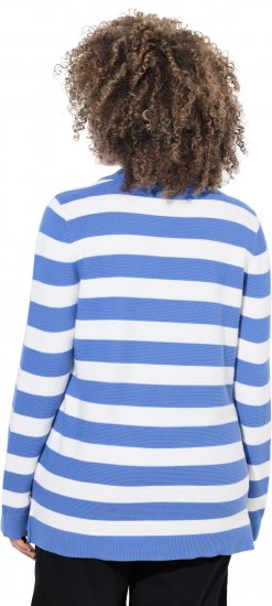 Ulla Popken Striped Polo Collar Long Sleeve Sweater Aegean Blue - Суичъри & cуичъри с качулка - 