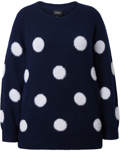 Ulla Popken Fluffy Polka Dot Sweater Ink Blue - Суичъри & cуичъри с качулка - 