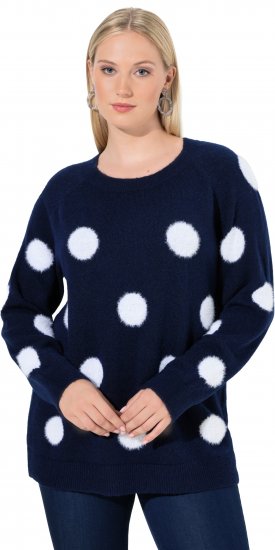 Ulla Popken Fluffy Polka Dot Sweater Ink Blue - Суичъри & cуичъри с качулка - 