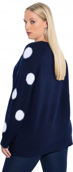 Ulla Popken Fluffy Polka Dot Sweater Ink Blue - Суичъри & cуичъри с качулка - 