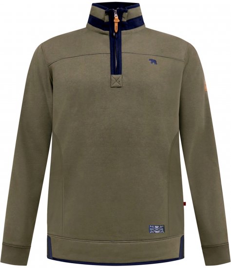 D555 Leicester 2 Quarter Neck Fleece Sweatshirt Khaki - Суичъри & cуичъри с качулка - мъжки суичъри големи размери