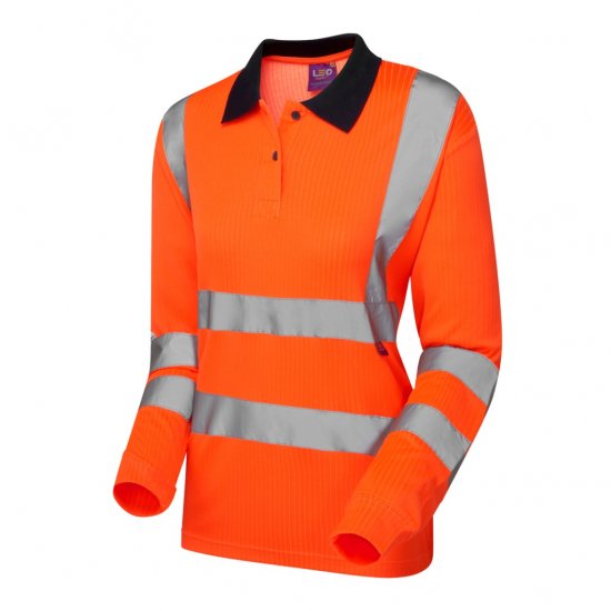 Leo Beaford EcoViz Comfort Women's Sleeved Polo Shirt Orange - Работно облекло - 