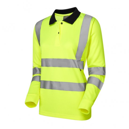 Leo Beaford EcoViz Comfort Women's Sleeved Polo Shirt Yellow - Работно облекло - 