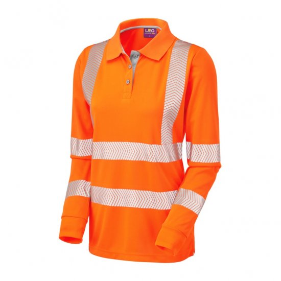 Leo Pollyfield EcoViz Performance+ Women's Sleeved Polo Shirt Orange - Работно облекло - 