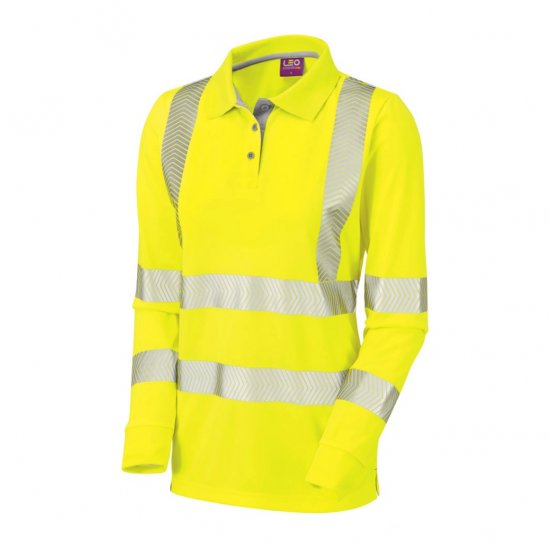Leo Pollyfield EcoViz Performance+ Women's Sleeved Polo Shirt Yellow - Работно облекло - 