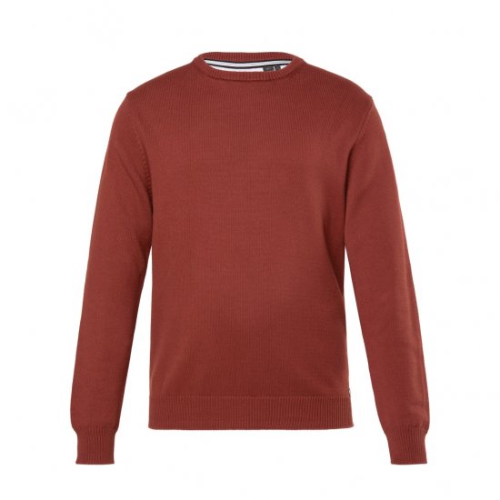 JP1880 Classic Round Neck Long Sleeve Sweater Brick Brown - Суичъри & cуичъри с качулка - мъжки суичъри големи размери