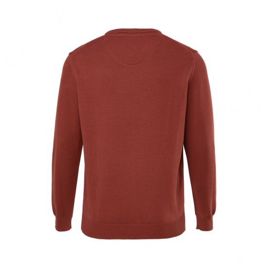 JP1880 Classic Round Neck Long Sleeve Sweater Brick Brown - Суичъри & cуичъри с качулка - мъжки суичъри големи размери