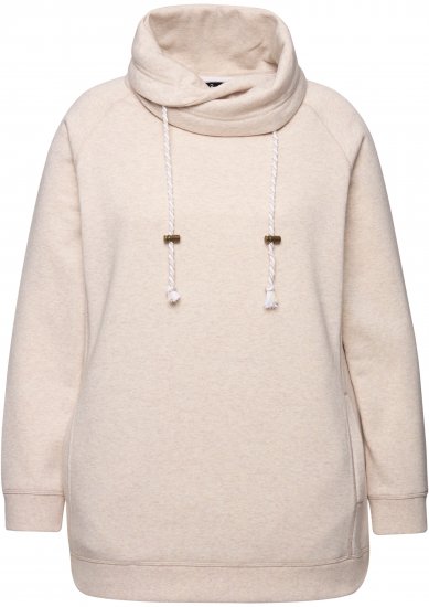 Ulla Popken Drawstring Collar Long Sleeve Sweatshirt Nature Melange - Суичъри & cуичъри с качулка - 