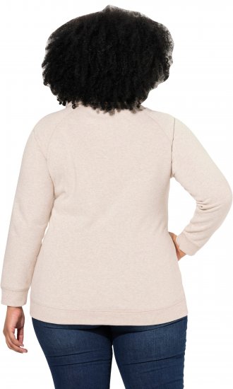 Ulla Popken Drawstring Collar Long Sleeve Sweatshirt Nature Melange - Суичъри & cуичъри с качулка - 