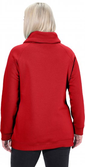 Ulla Popken Drawstring Collar Long Sleeve Sweatshirt Salsa Red - Суичъри & cуичъри с качулка - 