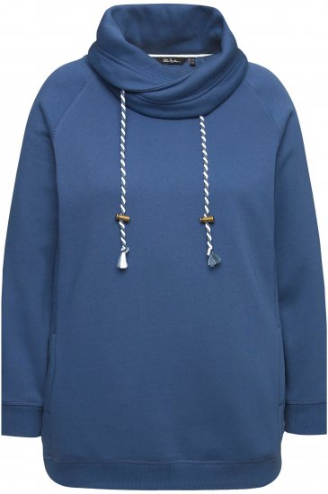 Ulla Popken Drawstring Collar Long Sleeve Sweatshirt Ink Blue - Суичъри & cуичъри с качулка - 