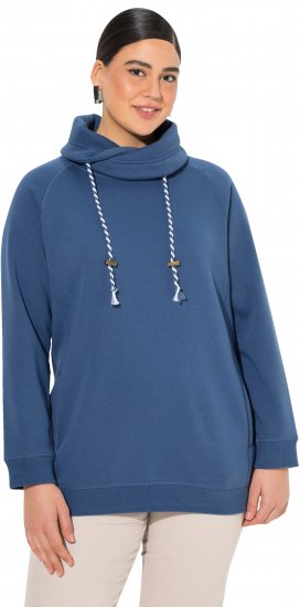 Ulla Popken Drawstring Collar Long Sleeve Sweatshirt Ink Blue - Суичъри & cуичъри с качулка - 