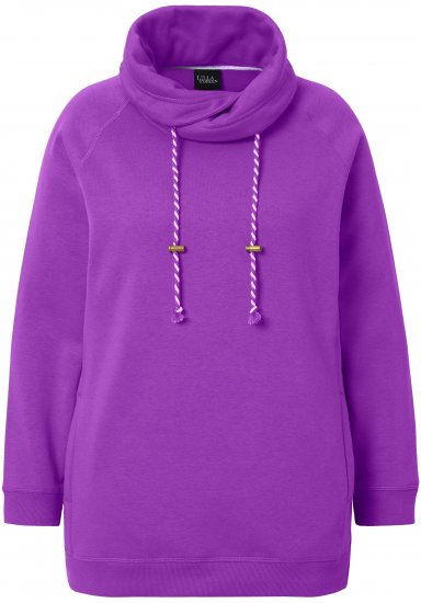 Ulla Popken Drawstring Collar Long Sleeve Sweatshirt Purple - Суичъри & cуичъри с качулка - 