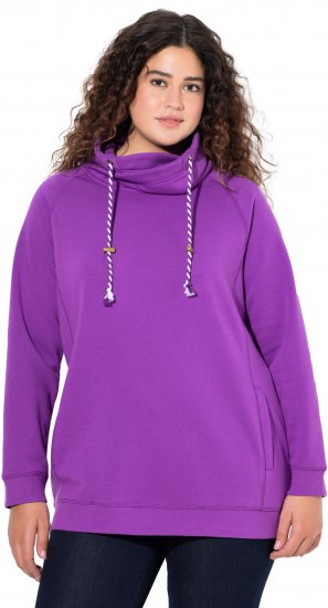 Ulla Popken Drawstring Collar Long Sleeve Sweatshirt Purple - Суичъри & cуичъри с качулка - 