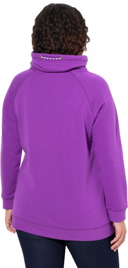Ulla Popken Drawstring Collar Long Sleeve Sweatshirt Purple - Суичъри & cуичъри с качулка - 