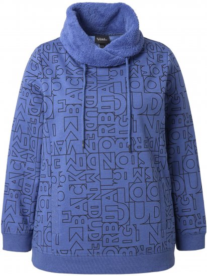 Ulla Popken Teddy Collar Printed Sweatshirt Atlantic Blue - Суичъри & cуичъри с качулка - 