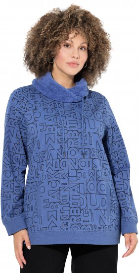 Ulla Popken Teddy Collar Printed Sweatshirt Atlantic Blue - Суичъри & cуичъри с качулка - 