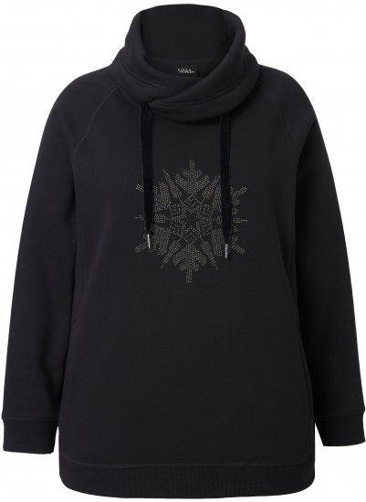 Ulla Popken Rhinestone Snowflake Turtleneck Sweatshirt Black - Суичъри & cуичъри с качулка - 