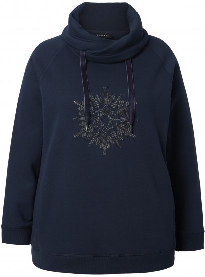 Ulla Popken Rhinestone Snowflake Turtleneck Sweatshirt Navy - Суичъри & cуичъри с качулка - 