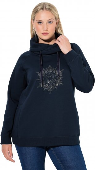 Ulla Popken Rhinestone Snowflake Turtleneck Sweatshirt Navy - Суичъри & cуичъри с качулка - 