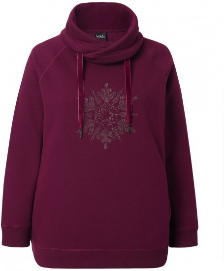 Ulla Popken Rhinestone Snowflake Turtleneck Sweatshirt Dark Ruby - Суичъри & cуичъри с качулка - 